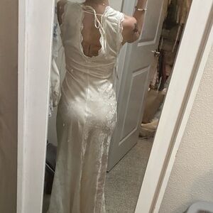 Ivory Lace-Accent Maxi Dress